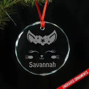 Kitten CUSTOM Engraved Glass Ornament