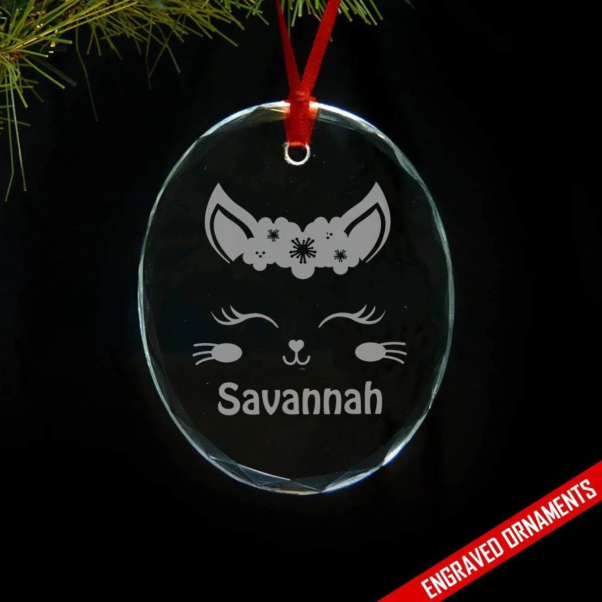 Kitten CUSTOM Engraved Glass Ornament