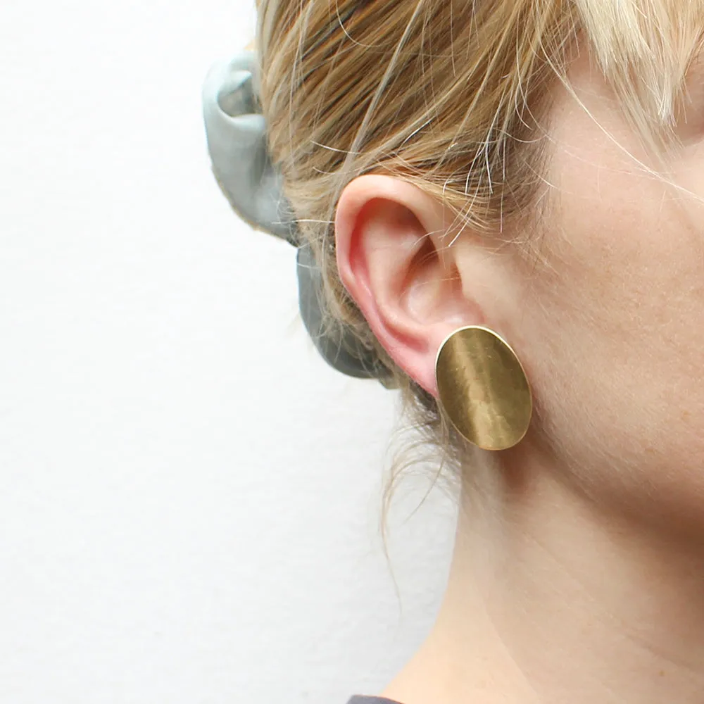 Large Dished Oval Clip or Post Earring
