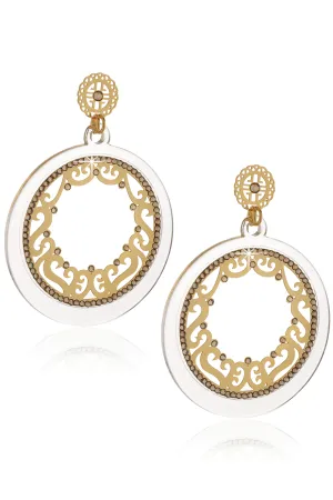 LK DESIGNS LUCIA Transparent Gold Crystal Filigree Earrings