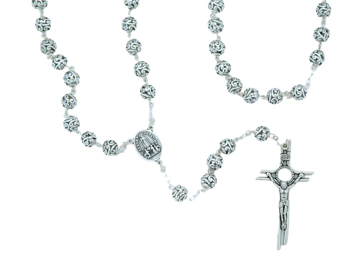 Metal Filigree Rosary 8 mm