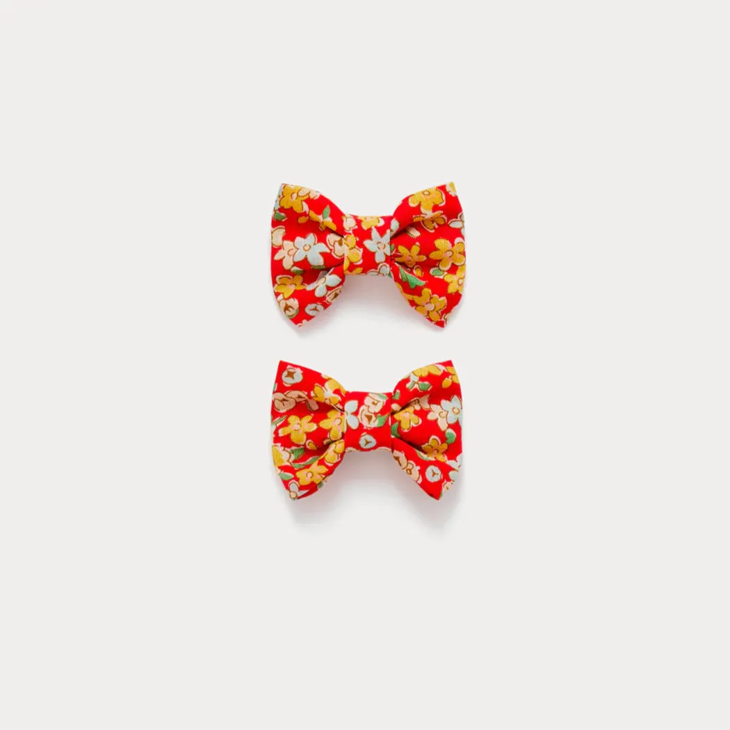Miniclic barrettes in red Liberty fabric