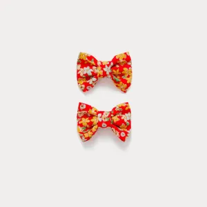 Miniclic barrettes in red Liberty fabric