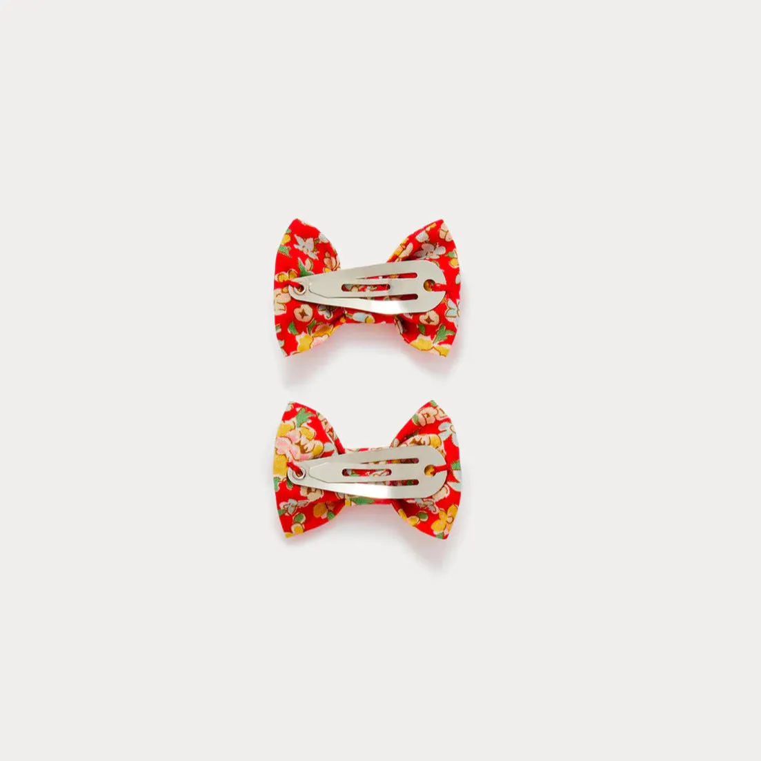 Miniclic barrettes in red Liberty fabric