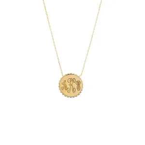 Monogram Engraved Disc Pendant Necklace