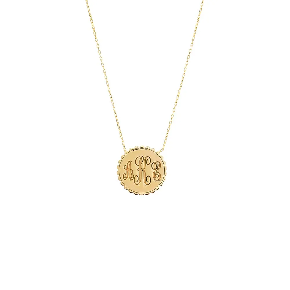 Monogram Engraved Disc Pendant Necklace