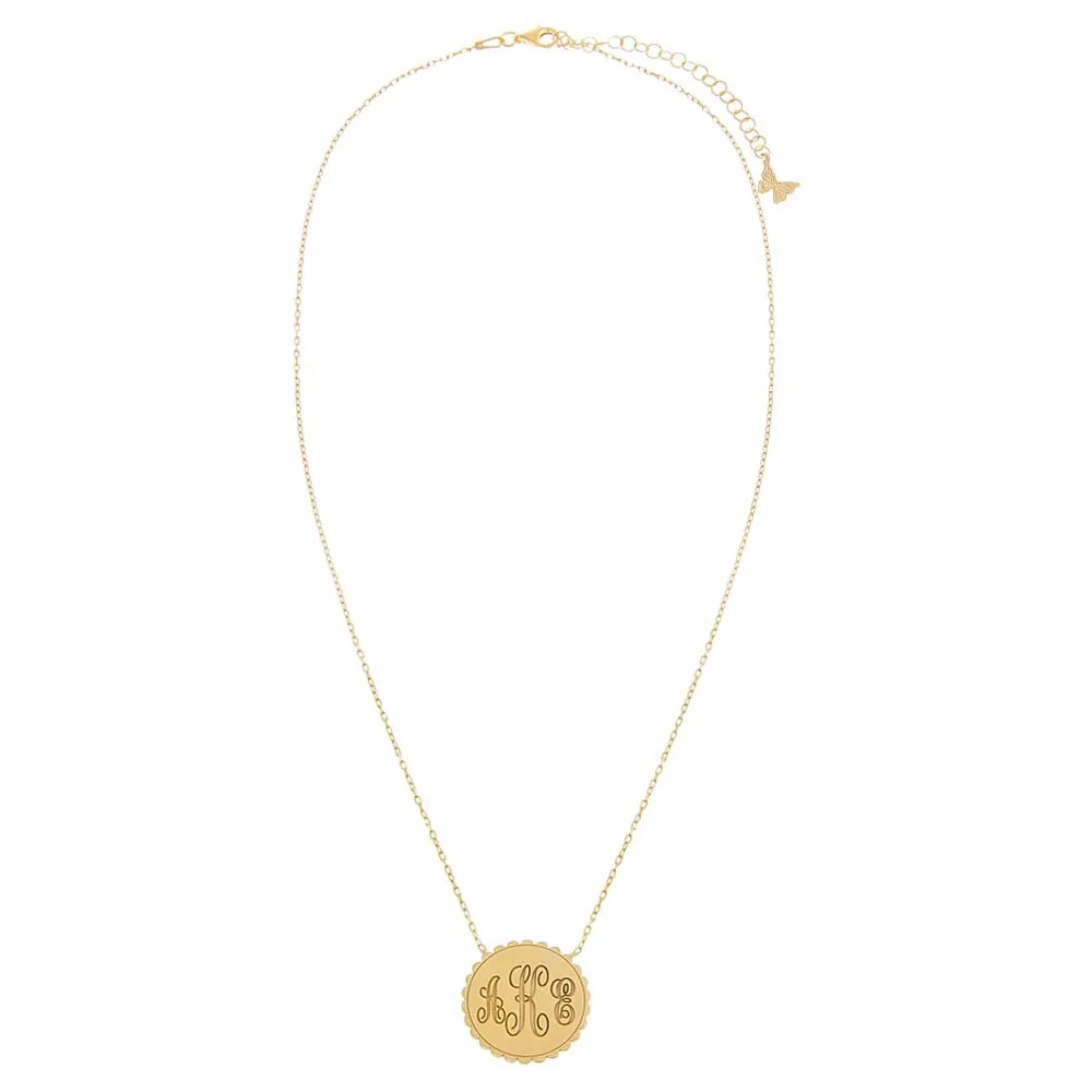 Monogram Engraved Disc Pendant Necklace