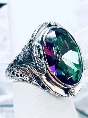 Mystic Topaz Ring,  Large Oval Ring, Victorian Jewelry Design#D2