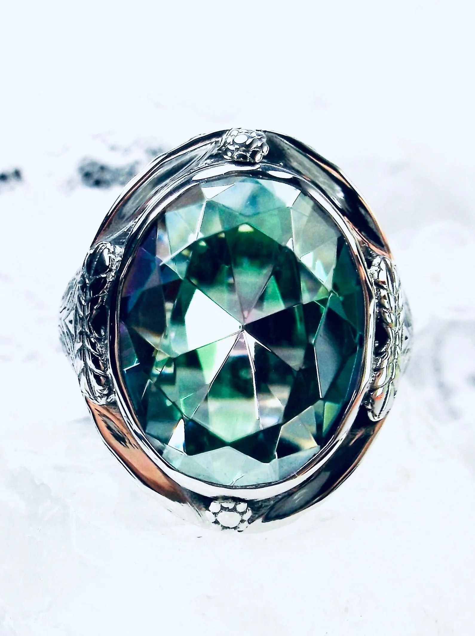 Mystic Topaz Ring,  Large Oval Ring, Victorian Jewelry Design#D2
