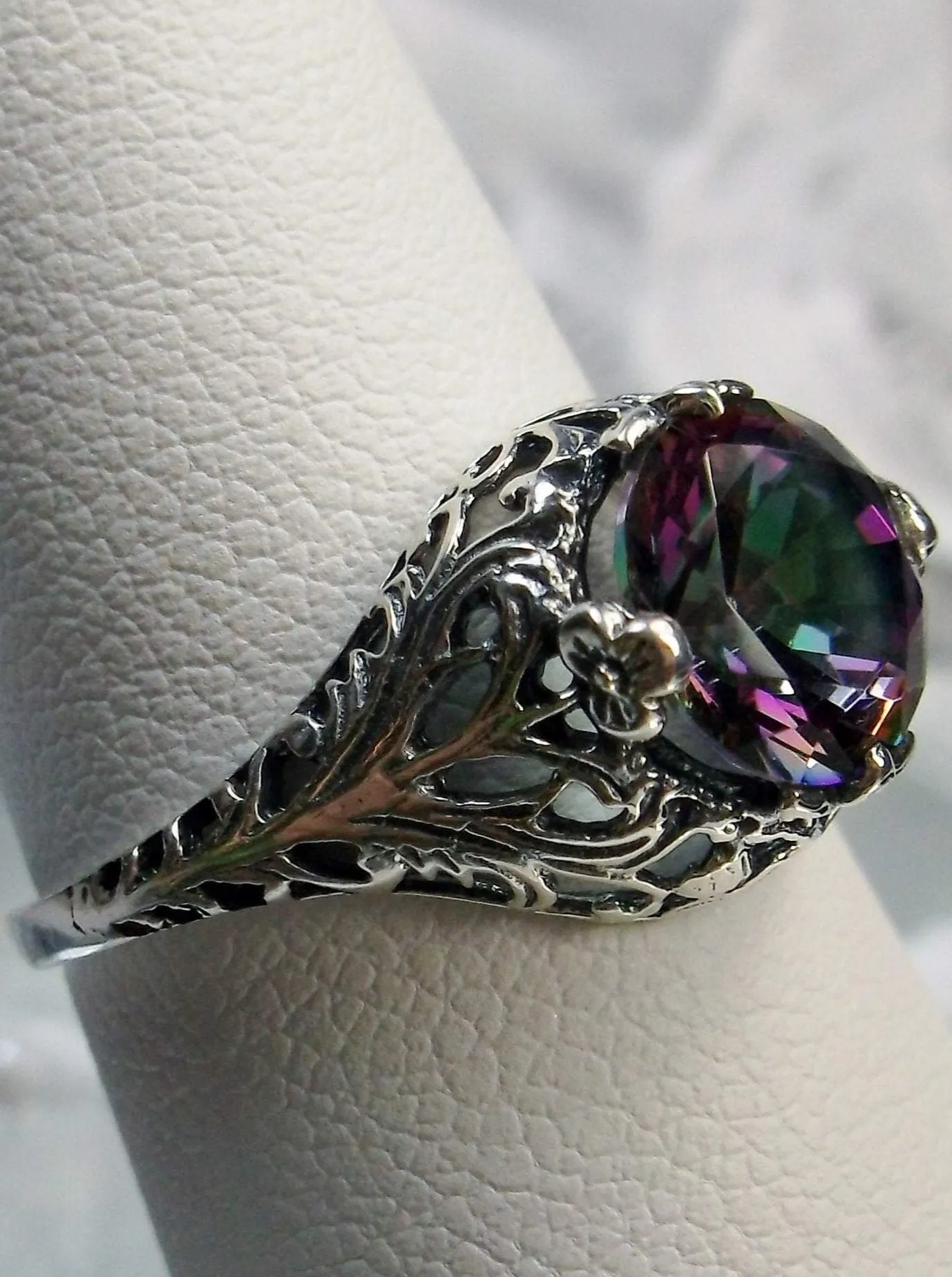 Mystic Topaz, Simulated or Natural Topaz, Victorian Ring #D198