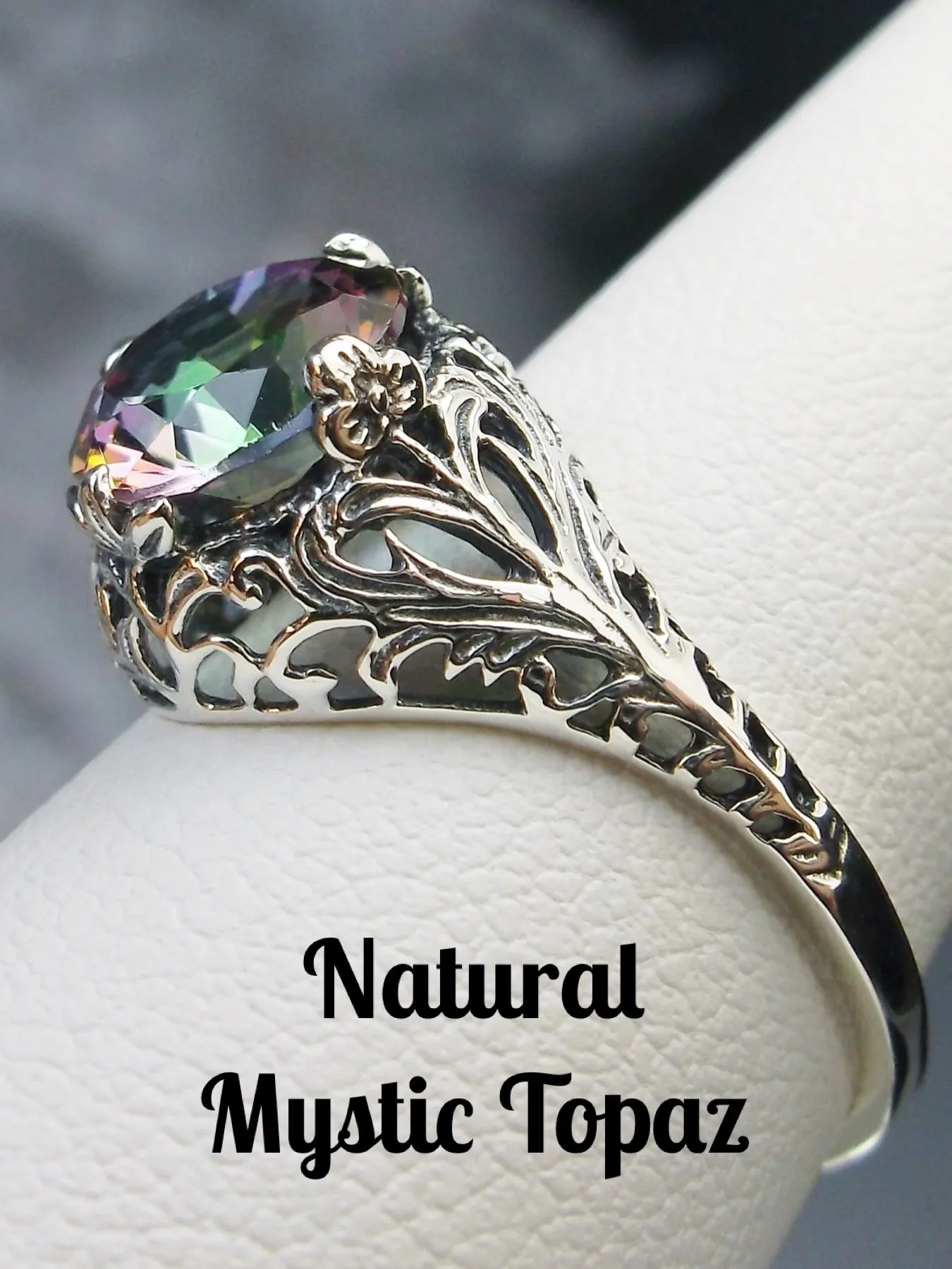 Mystic Topaz, Simulated or Natural Topaz, Victorian Ring #D198