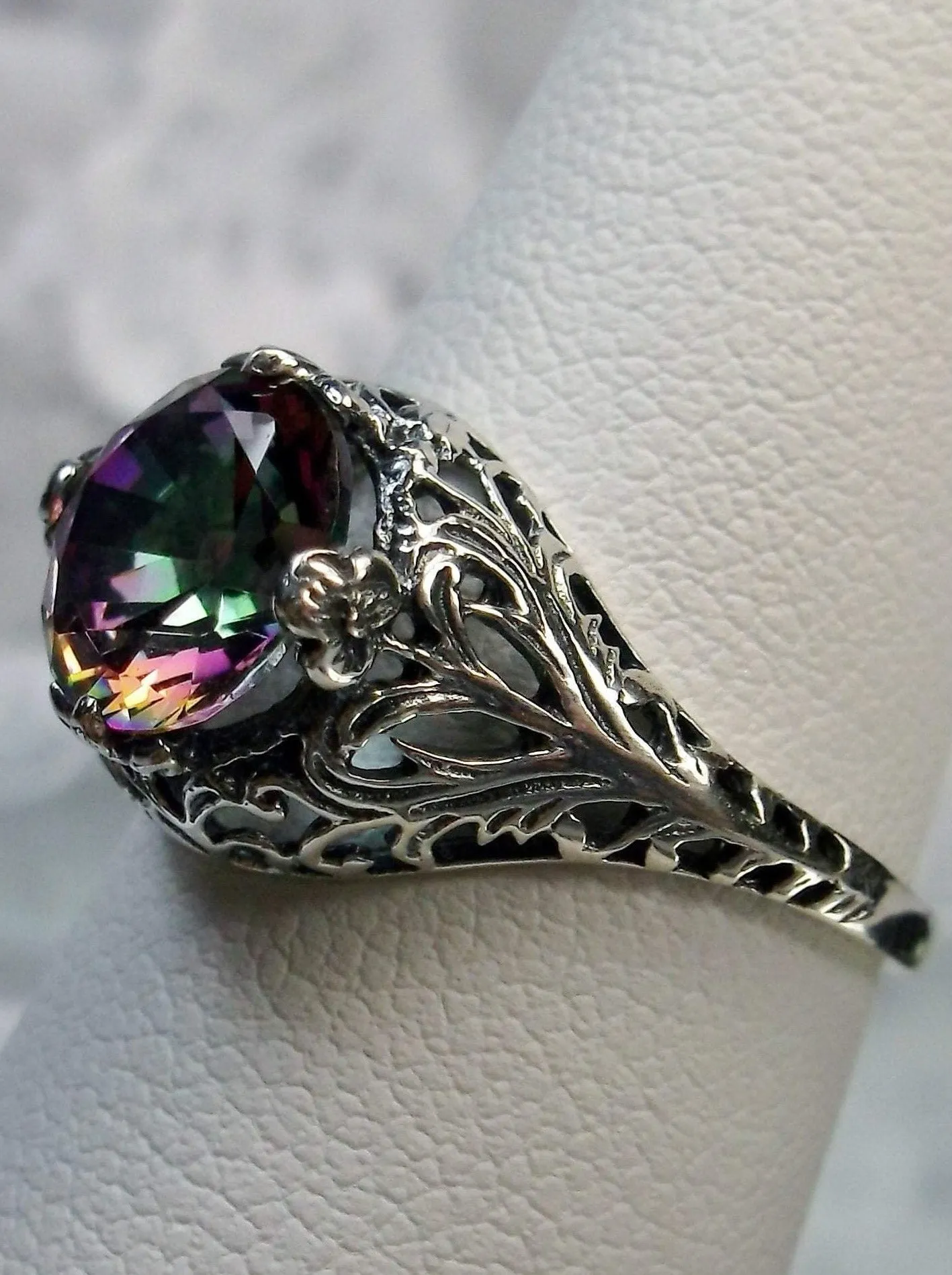 Mystic Topaz, Simulated or Natural Topaz, Victorian Ring #D198