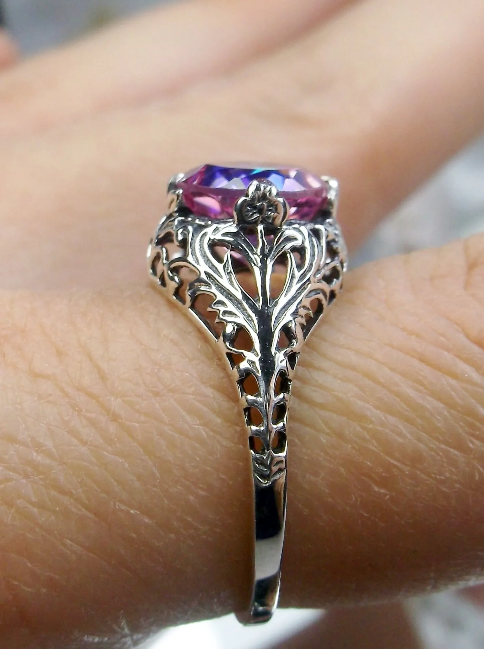 Natural Pink Topaz Victorian Ring #D198