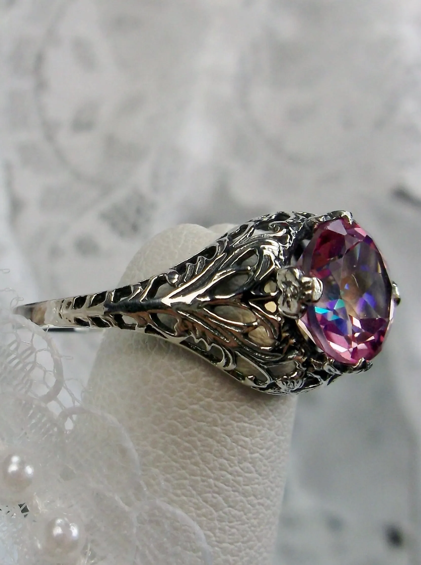 Natural Pink Topaz Victorian Ring #D198