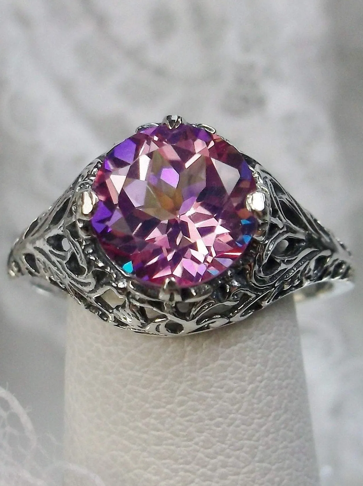 Natural Pink Topaz Victorian Ring #D198