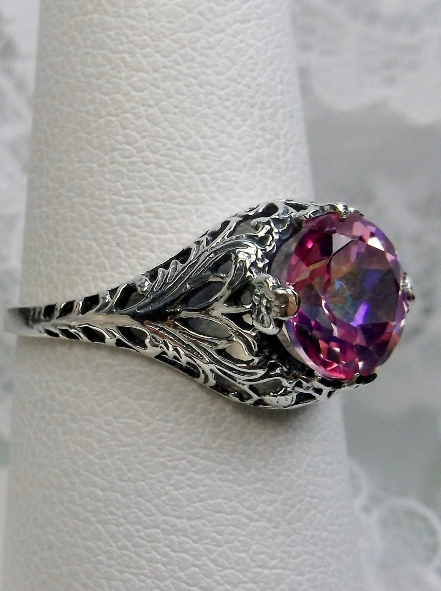 Natural Pink Topaz Victorian Ring #D198