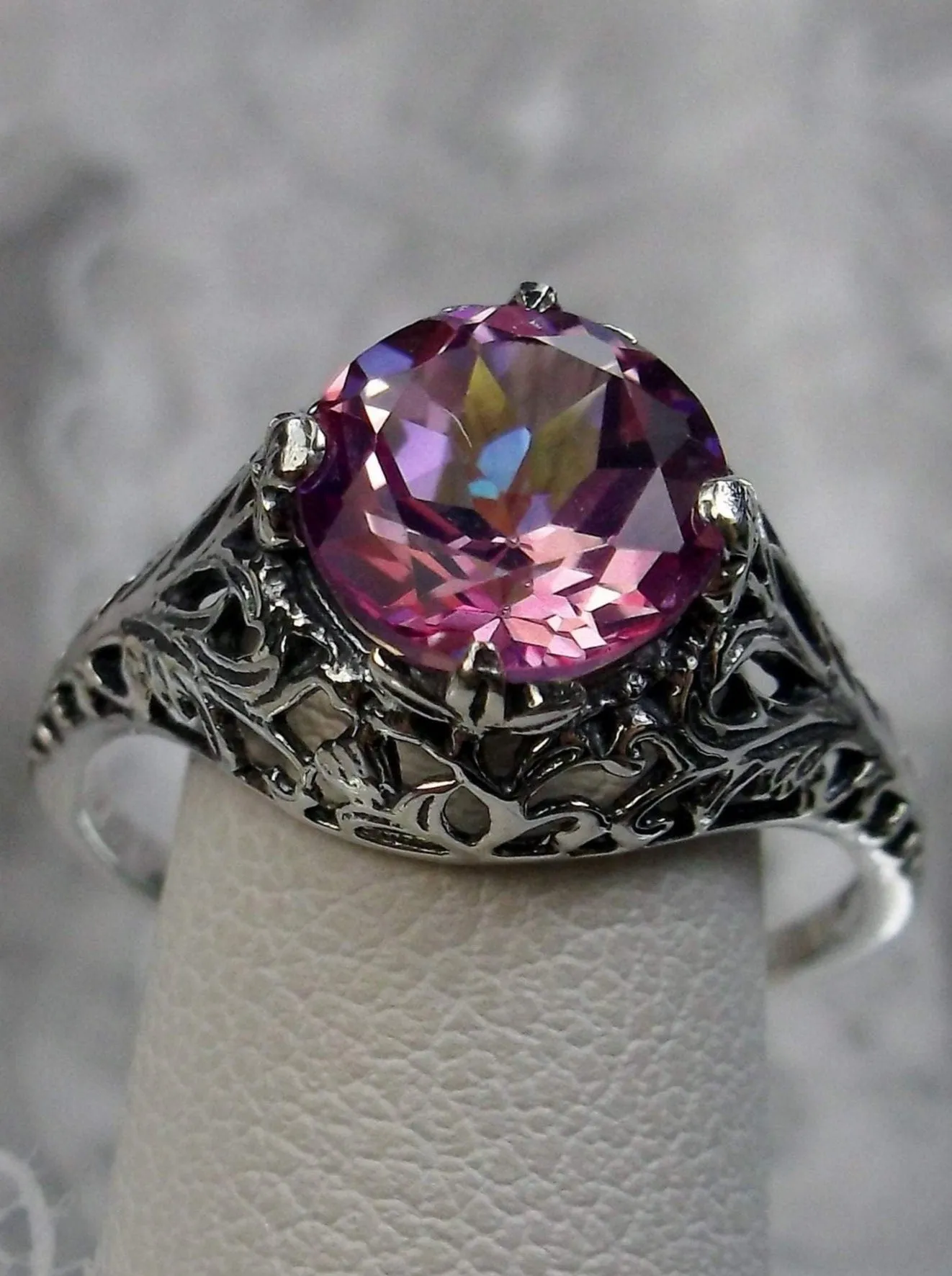 Natural Pink Topaz Victorian Ring #D198