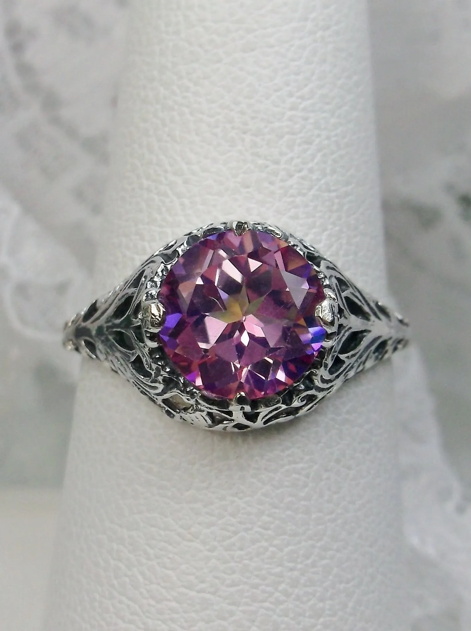 Natural Pink Topaz Victorian Ring #D198