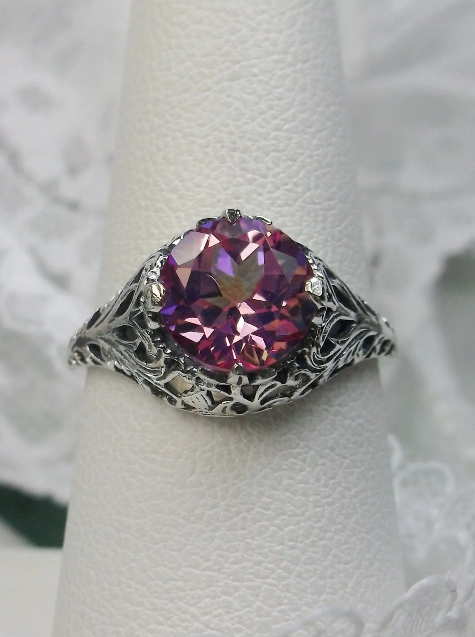 Natural Pink Topaz Victorian Ring #D198
