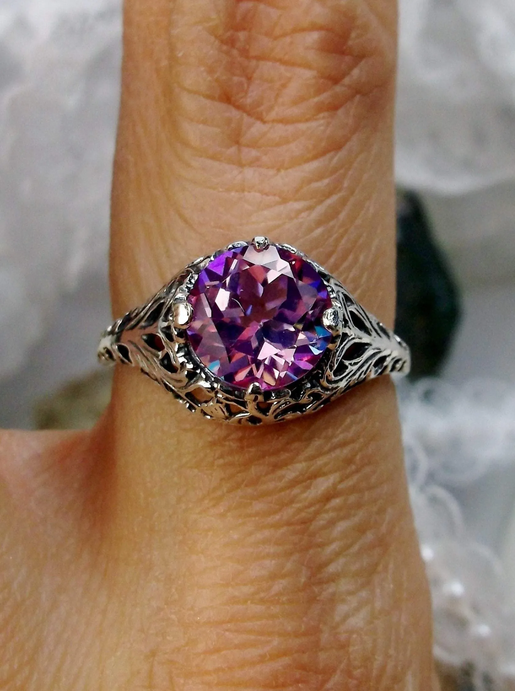 Natural Pink Topaz Victorian Ring #D198