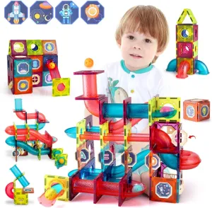 NEW Marble Run Magnetic Building Blocks Toys 110 PCS Educational Construction Learning Kit Play Set for Kids Boys Girls 3 4 5 6 7 8 Years Old