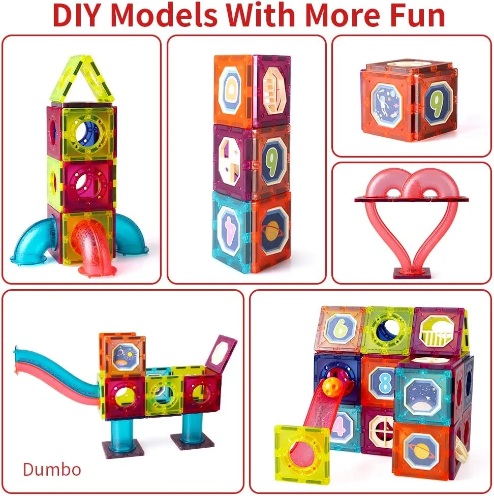 NEW Marble Run Magnetic Building Blocks Toys 110 PCS Educational Construction Learning Kit Play Set for Kids Boys Girls 3 4 5 6 7 8 Years Old