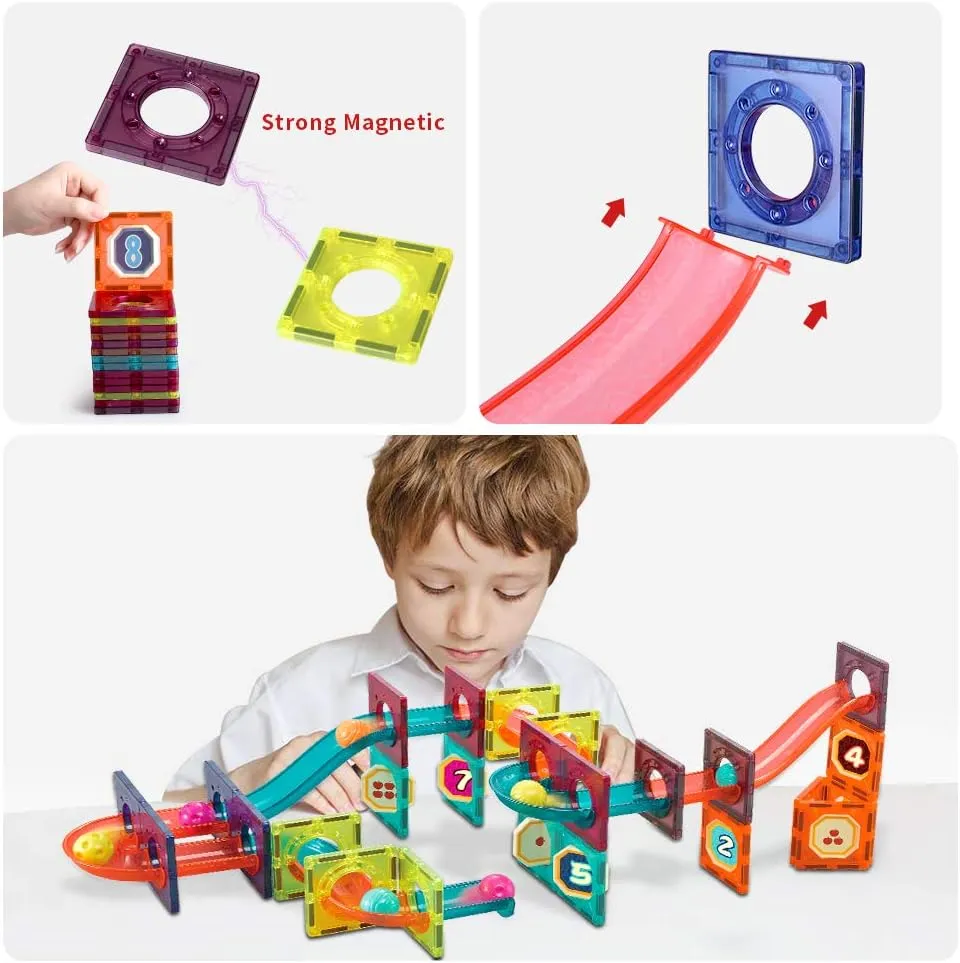 NEW Marble Run Magnetic Building Blocks Toys 110 PCS Educational Construction Learning Kit Play Set for Kids Boys Girls 3 4 5 6 7 8 Years Old