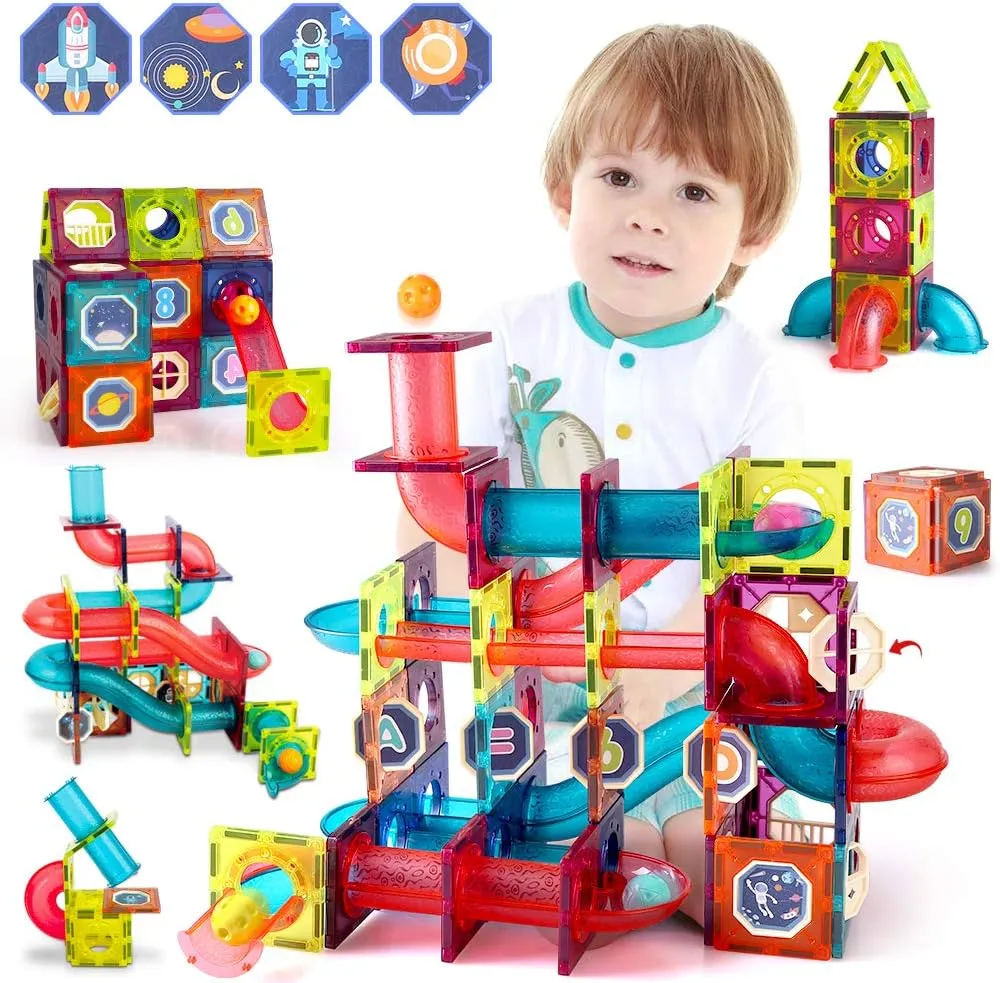 NEW Marble Run Magnetic Building Blocks Toys 110 PCS Educational Construction Learning Kit Play Set for Kids Boys Girls 3 4 5 6 7 8 Years Old