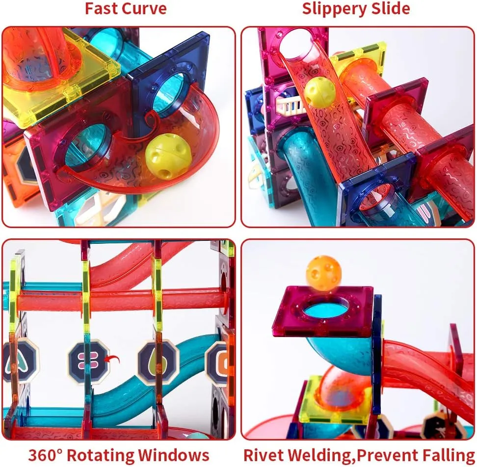 NEW Marble Run Magnetic Building Blocks Toys 110 PCS Educational Construction Learning Kit Play Set for Kids Boys Girls 3 4 5 6 7 8 Years Old