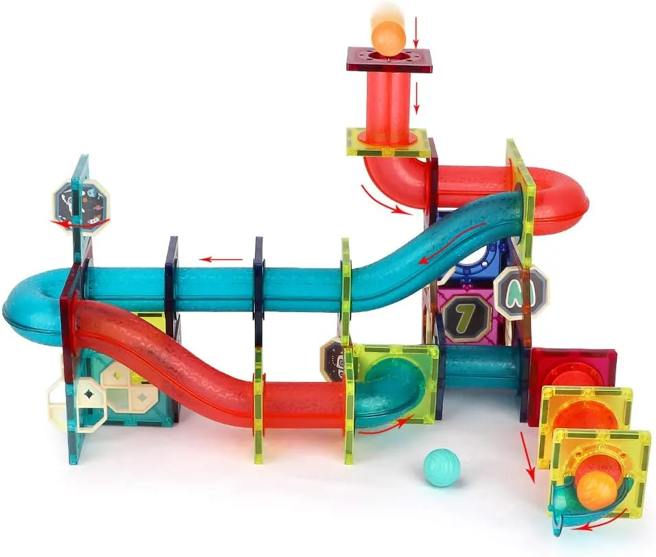 NEW Marble Run Magnetic Building Blocks Toys 110 PCS Educational Construction Learning Kit Play Set for Kids Boys Girls 3 4 5 6 7 8 Years Old