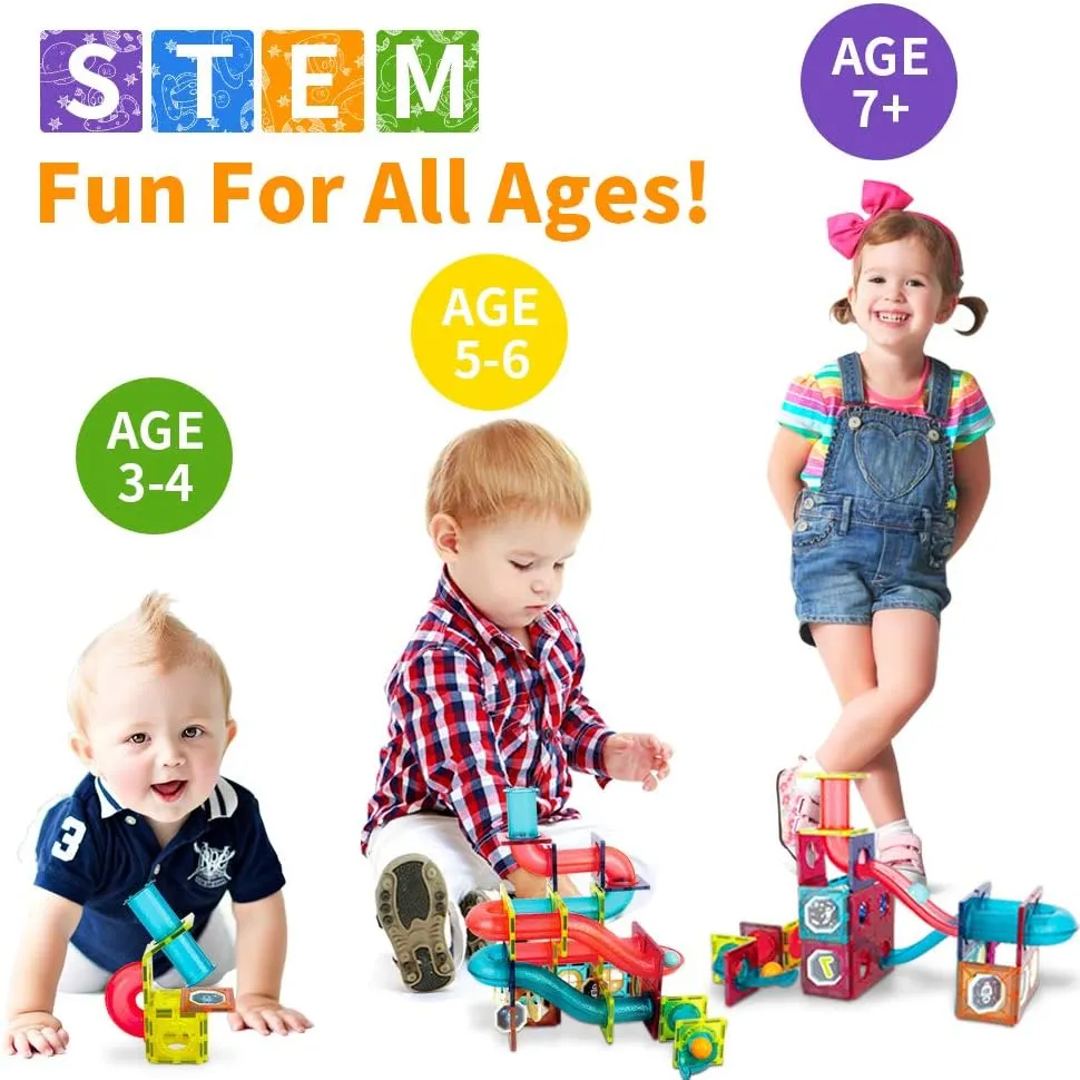 NEW Marble Run Magnetic Building Blocks Toys 110 PCS Educational Construction Learning Kit Play Set for Kids Boys Girls 3 4 5 6 7 8 Years Old