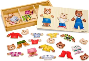 New Melissa & Doug Mix 'n Match Wooden Bear Family Dress-Up Puzzle With Storage Case (45 pcs) | Wooden Teddy Bear Puzzle, Sorting And Matching Puzzles For Toddlers Ages 3 