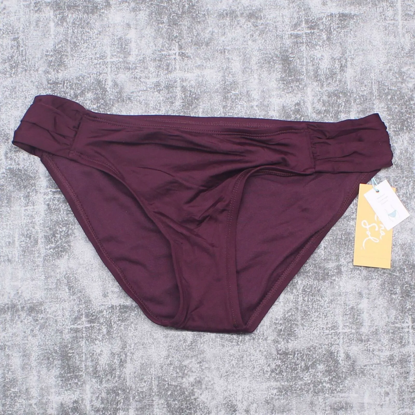 NWT Kona Sol Women's Medium Coverage Tab Hipster Bikini Bottom. AF589B Medium