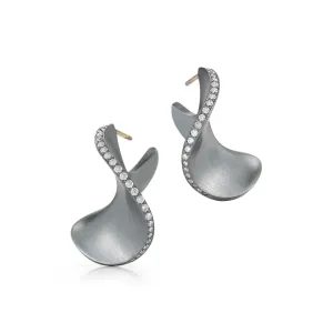 On the Edge Diamond and Oxidized Sterling Silver Earring