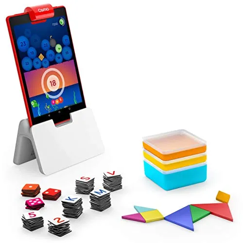 Osmo - Genius Starter Kit for Fire Tablet - 5 Educational Learning Games - Ages 6-10 - Spelling, Math, Creativity & More - STEM Toy - (Osmo Fire Tablet Base Included - Amazon Exclusive)