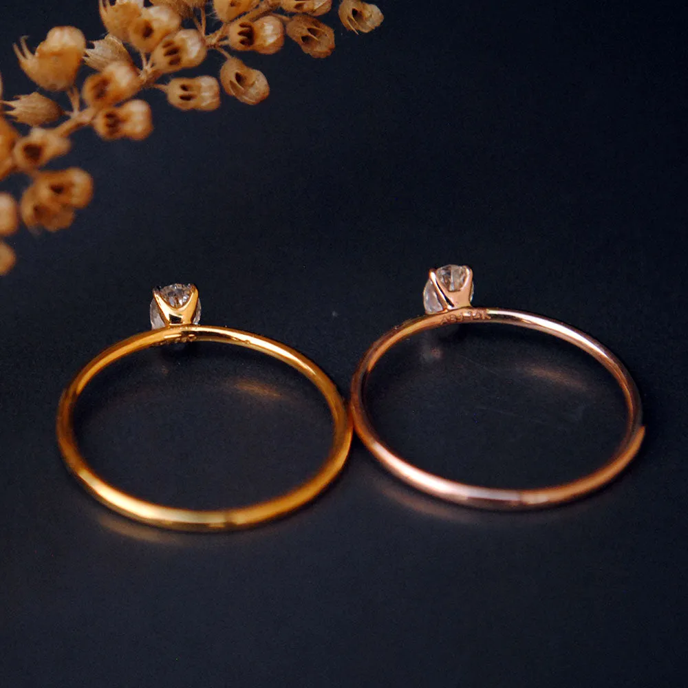 Oval Cut Minimal Diamond Ring in 14K Solid Gold