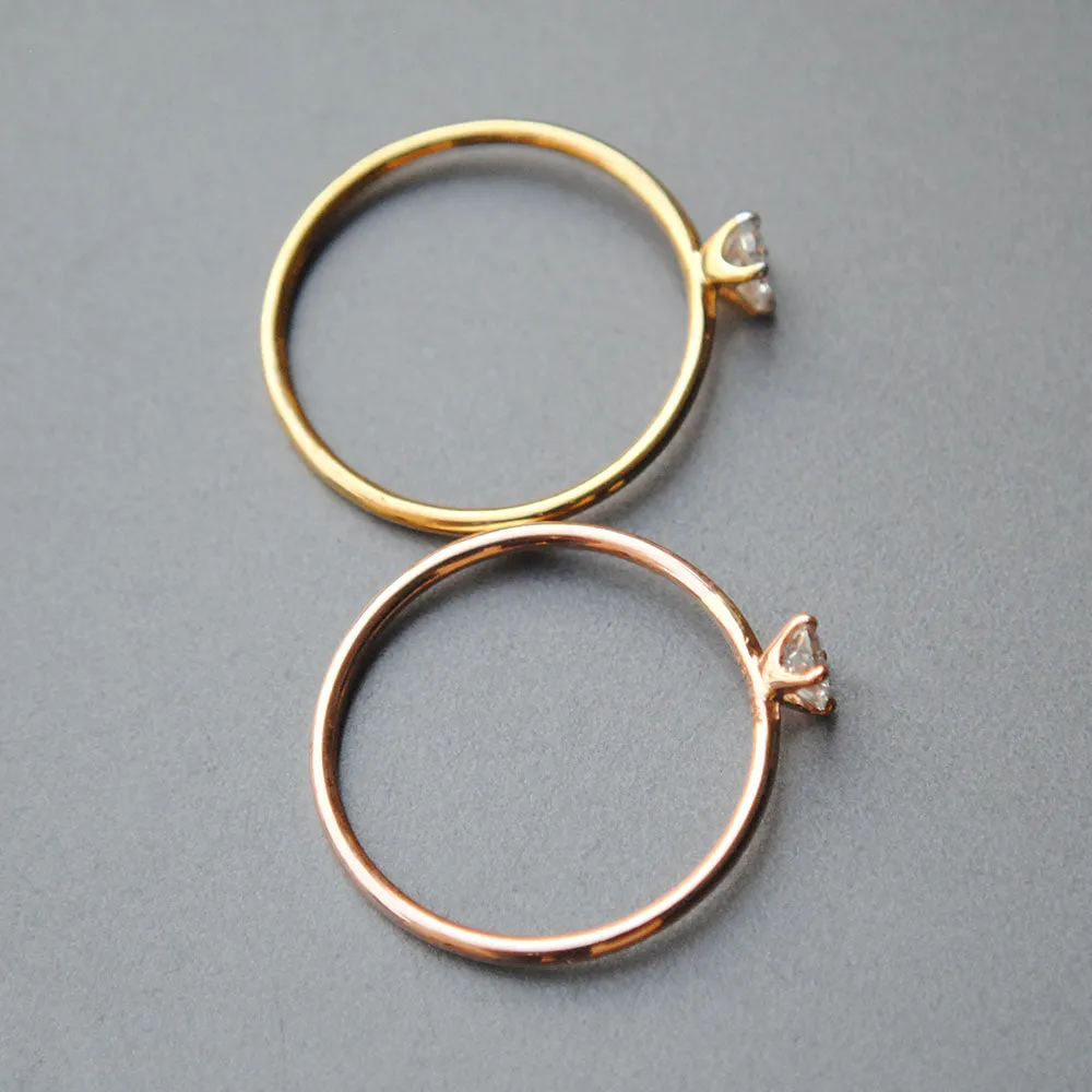 Oval Cut Minimal Diamond Ring in 14K Solid Gold