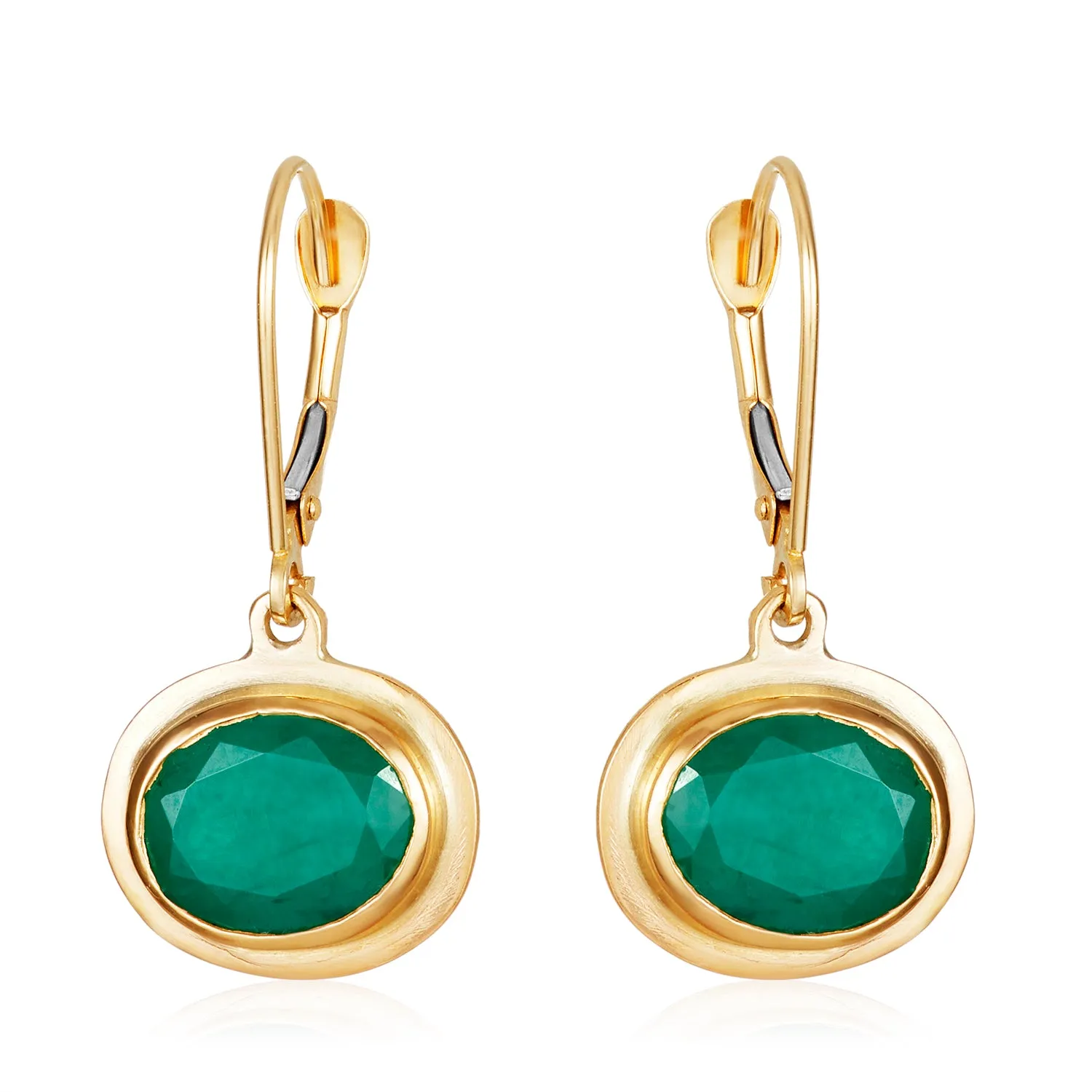 Oval Emerald Drop Earrings