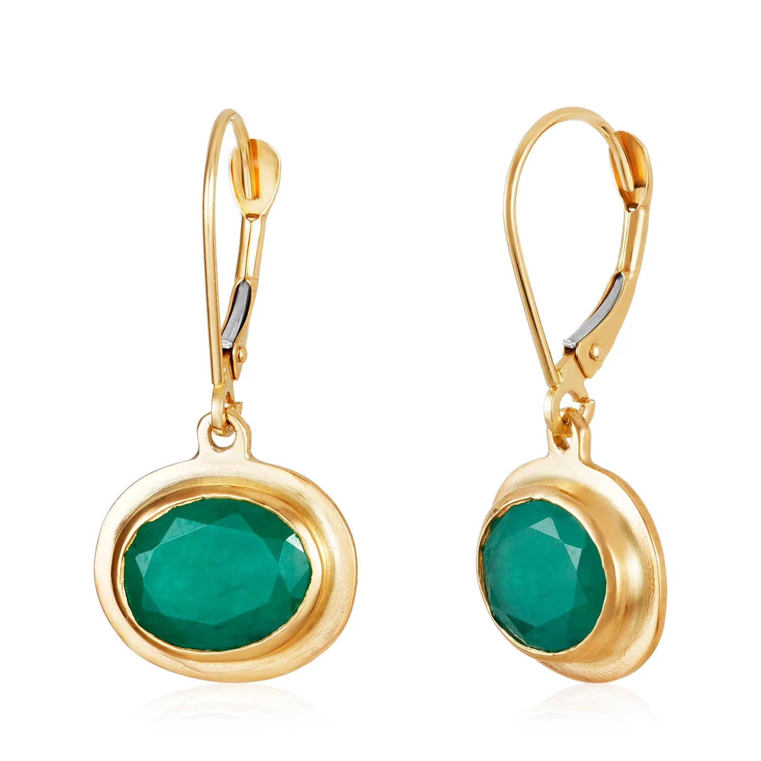 Oval Emerald Drop Earrings