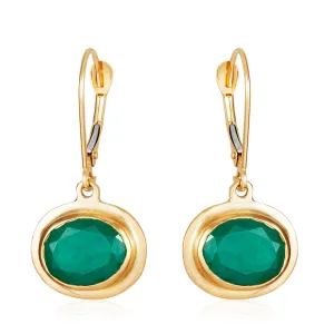 Oval Emerald Drop Earrings
