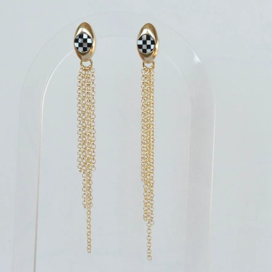 Oval Inlay Chain Dangles