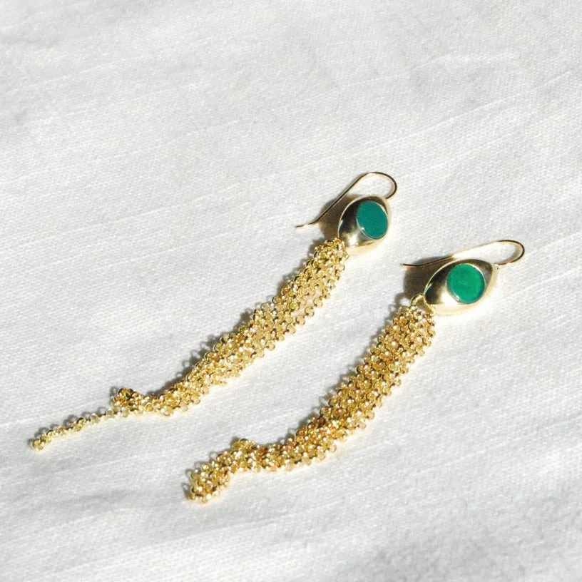 Oval Inlay Chain Dangles