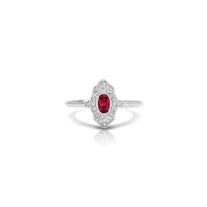 Oval Ruby Pavé Filigree Ring