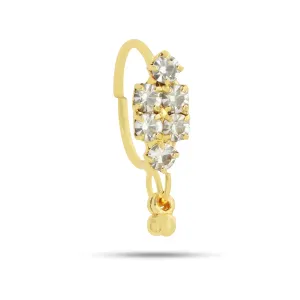 Oval Shaped 6 Diamond and Gold Nose Ring