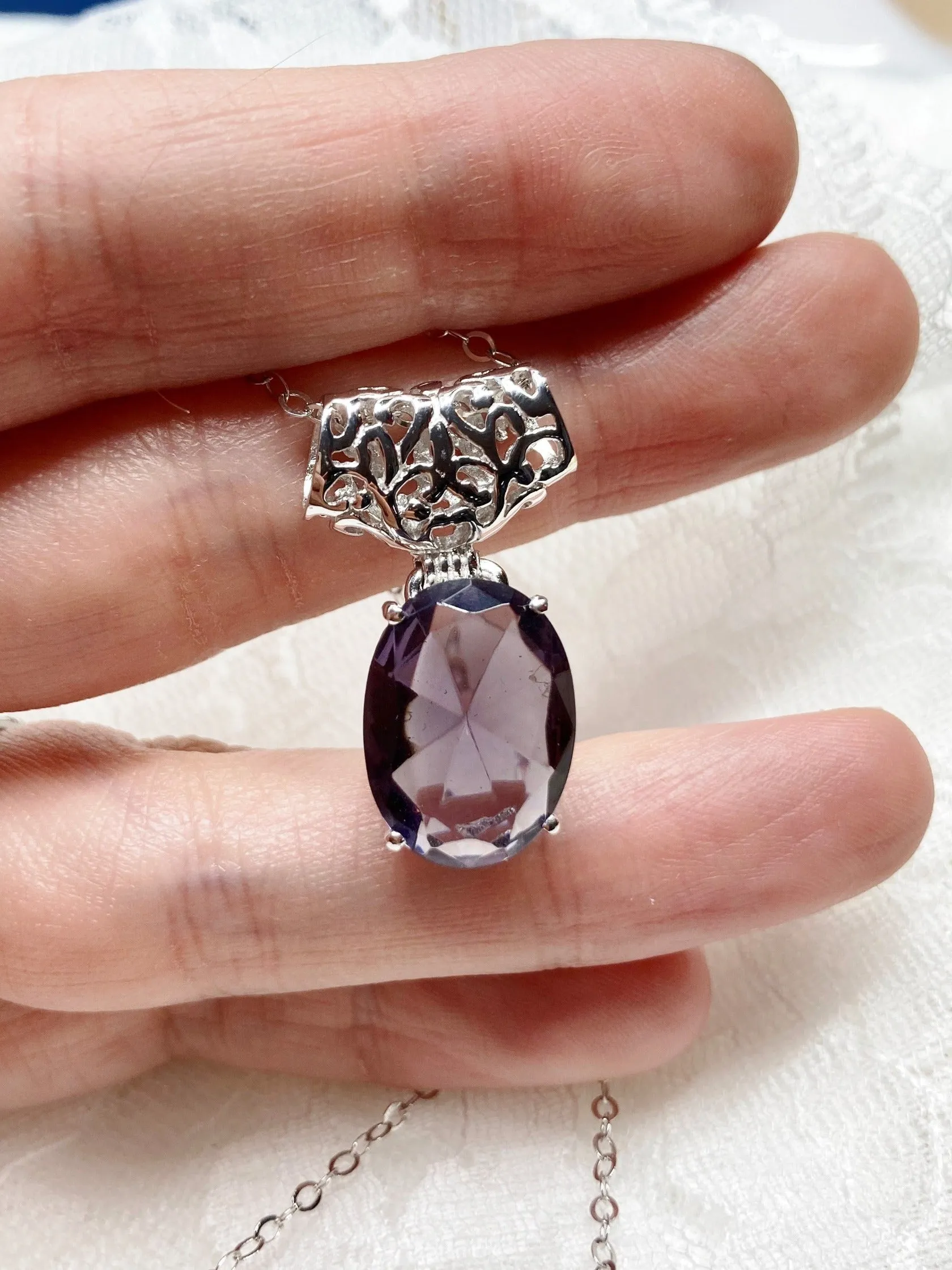 P35, Oval Pendant, Choice of Gemstones, Art Deco Jewelry #P35