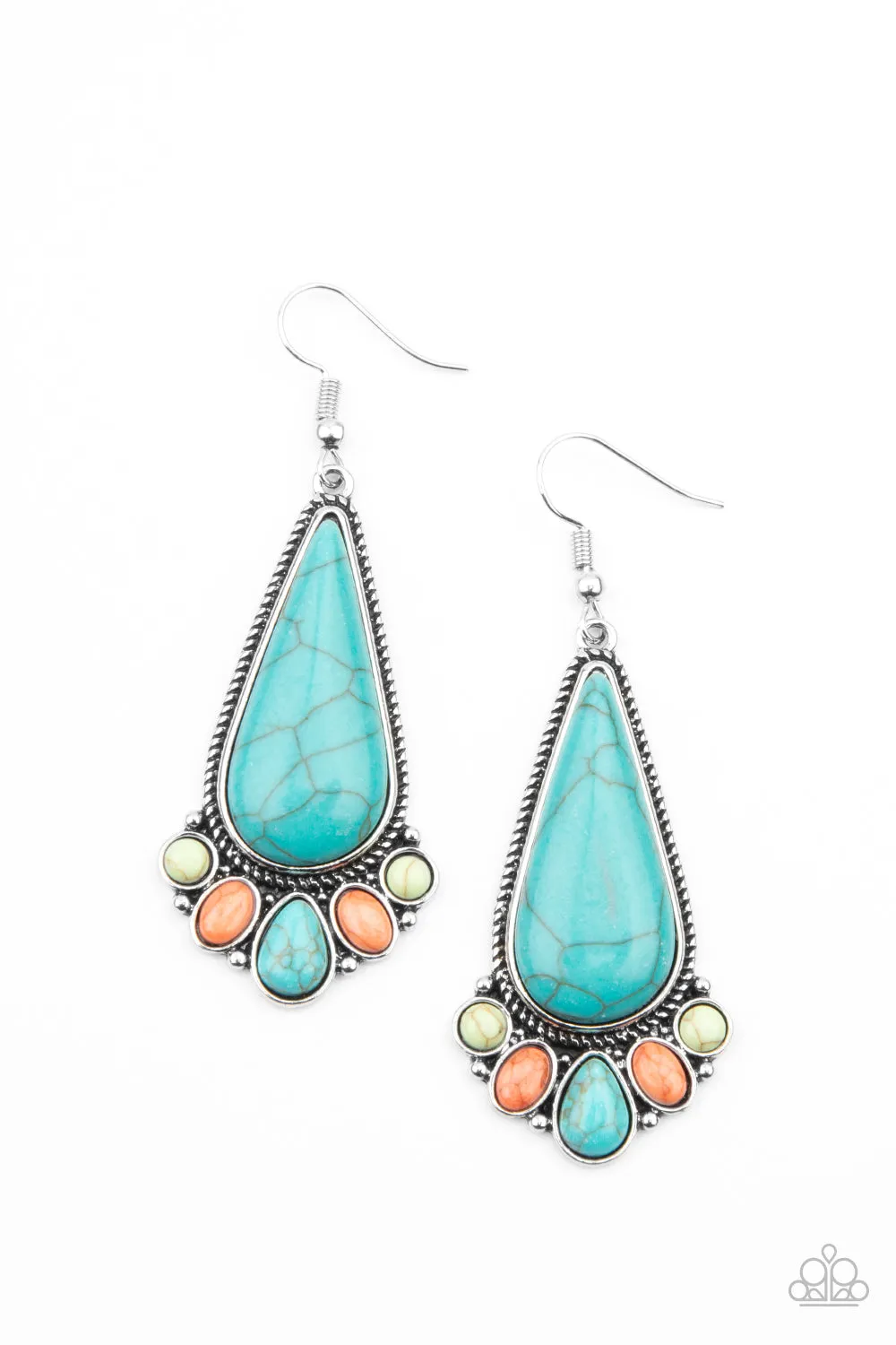 Paparazzi Rural Recluse - Blue/Multi Turquoise Earrings