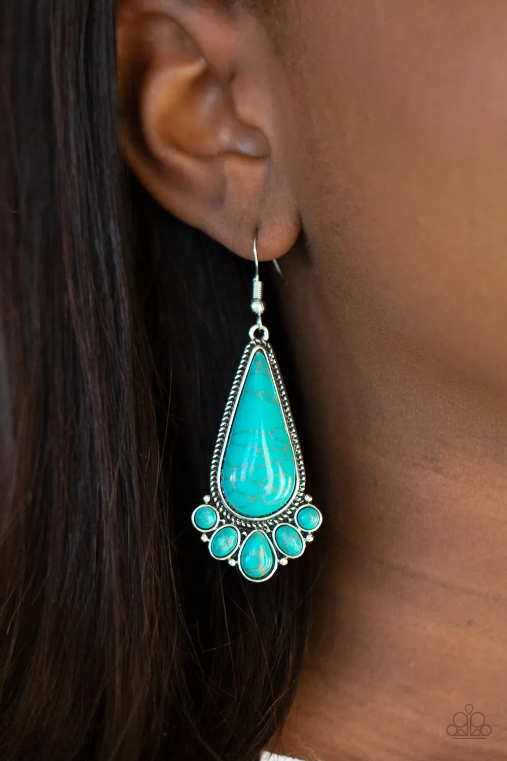 Paparazzi Rural Recluse - Blue/Multi Turquoise Earrings