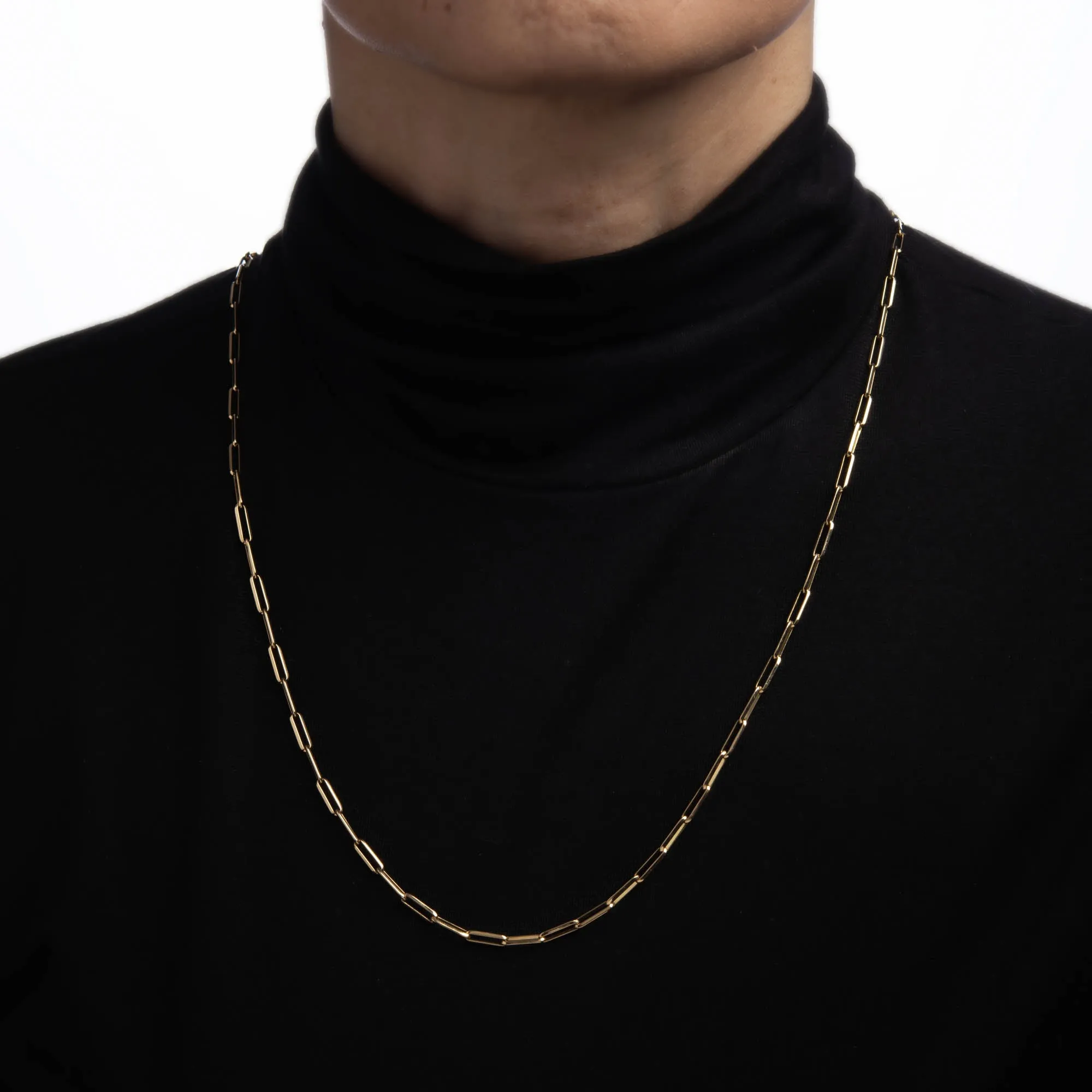 Paperclip Link Necklace Estate 18k Yellow Gold 31" Chain Fine Jewelry Italy 3mm