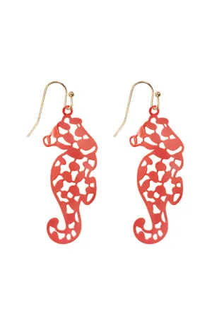 PE3119 - SEA HORSE FILIGREE FISH HOOK EARRINGS