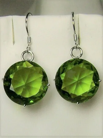 Peridot Earrings, Round Gem, Vintage Art Deco Jewelry #E33